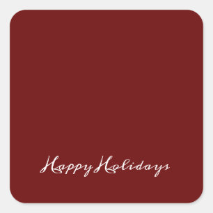 Happy Holidays Script Red Simple Modern Holiday Square Sticker