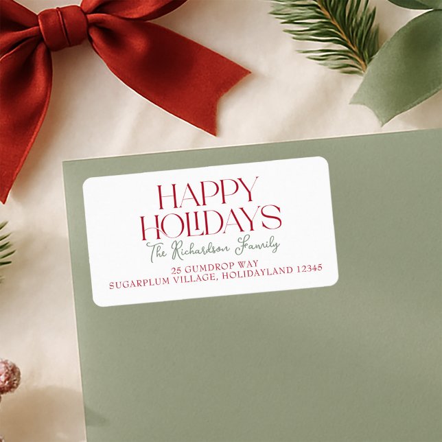 Happy Holidays Script Return Address Label (Creator Uploaded)