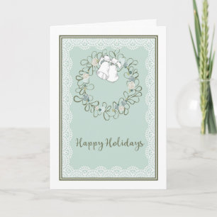 Happy Holidays Seasonal Card with Wreath
