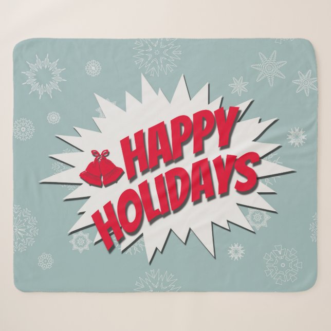 Happy Holidays Sherpa Blanket (Front (Horizontal))