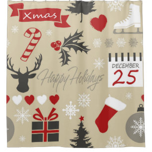 Happy Holidays Shower Curtain