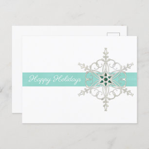 Happy Holidays Silver Blue Snowflake Postcard