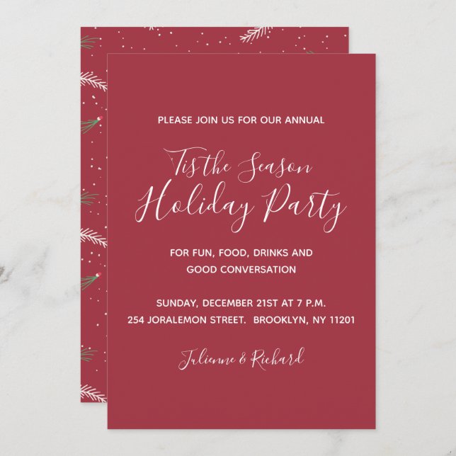 Happy Holidays | Simple Elegant Christmas Party Invitation (Front/Back)
