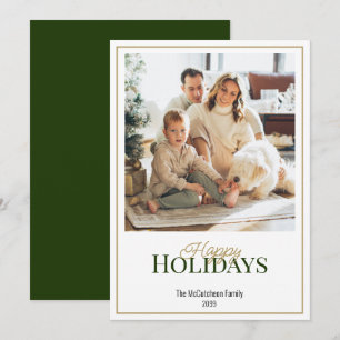 Happy Holidays Simple Elegant One Photo Holiday Card