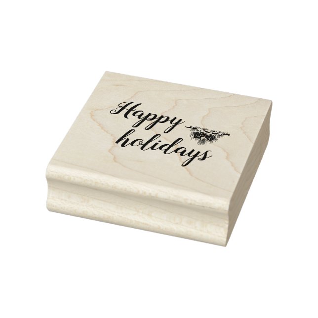 Happy holidays simple elegant script rubber stamp (Stamp)