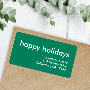 Happy Holidays Simple Green Return Address Label