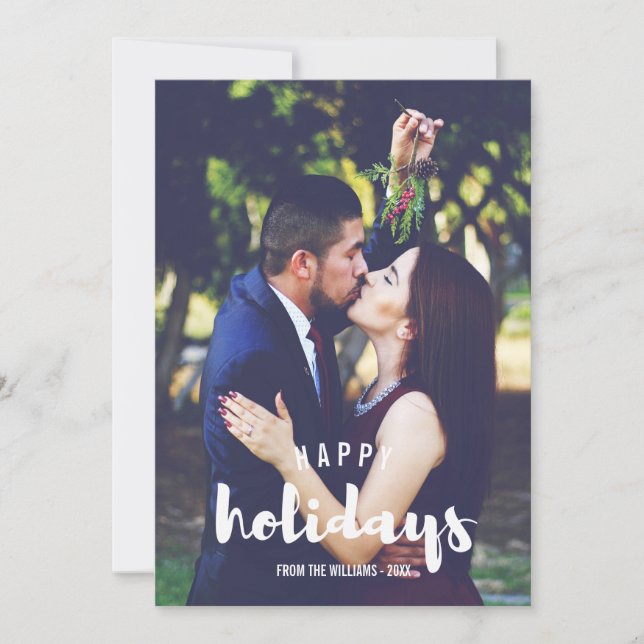 Happy Holidays Sketched Personalised Photo Holiday Card (Front)