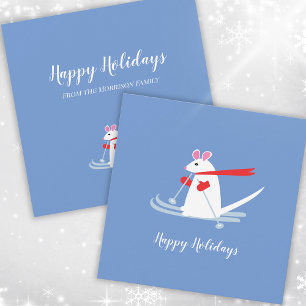 Happy Holidays Ski Mouse Christmas Greeting Card