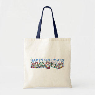 Happy Holidays Skiing Snowmen Tote Bag