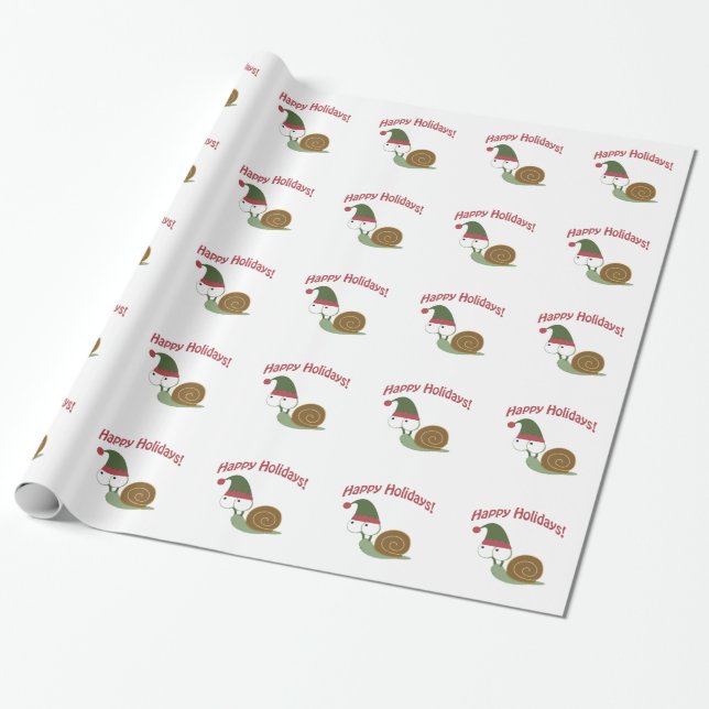 Happy Holidays! Snail Elf Wrapping Paper (Unrolled)