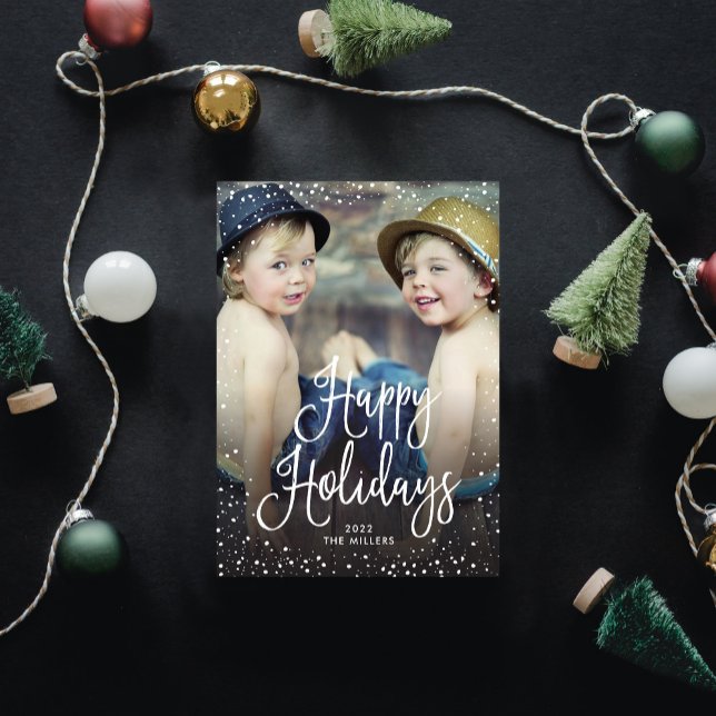 Happy Holidays Snow Photo Holiday Card (Creator Uploaded)