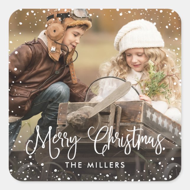 Happy Holidays Snow Photo Sticker (Front)
