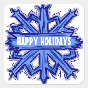 Happy Holidays snowflake customisable stickers