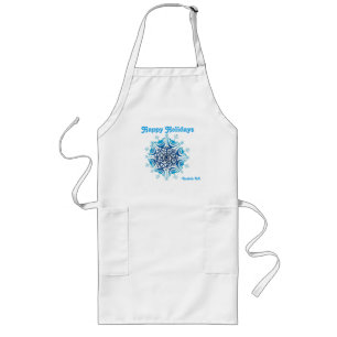 Happy Holidays Snowflake Customise It Long Apron