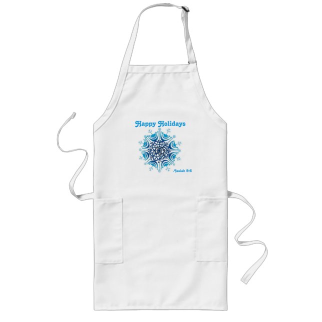 Happy Holidays Snowflake Customise It Long Apron (Front)