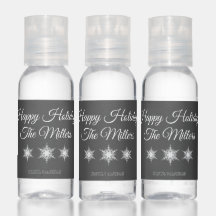 Happy Holidays Snowflake Grey Hand Sanitizer