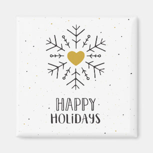 Happy Holidays Snowflake Heart Winter Art Design Magnet