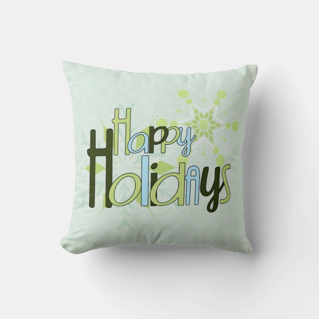 Happy Holidays Snowflake Reversible Cushion (Front)