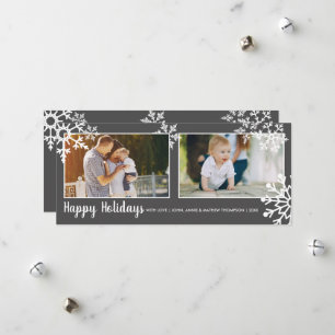 Happy Holidays Snowflakes Christmas Photo Card