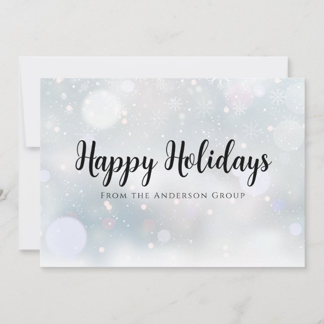 Happy Holidays Snowflakes Corporate Business Logo Holiday Card (Front)