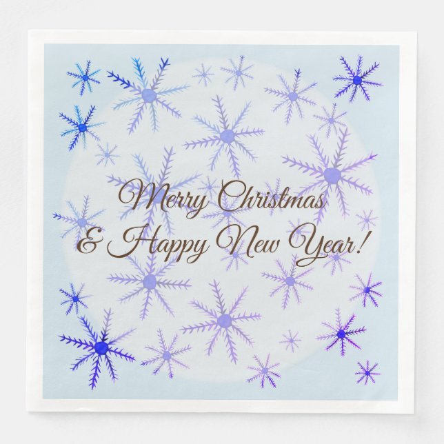 Happy Holidays, Snowflakes  Paper Napkin (Front)