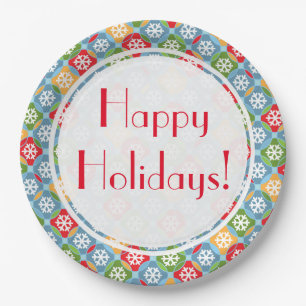 Happy Holidays! Snowflakes Paper Plate