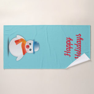 Happy Holidays Snowman Bath Towel Set