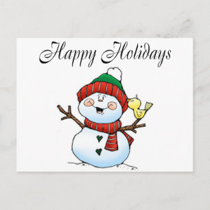 Happy Holidays (Snowman Birdy) Holiday Postcard