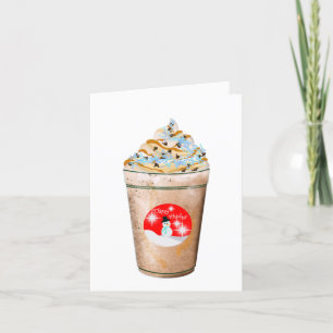 Happy Holidays Snowman Caramel And Sprinkles Latte Holiday Card