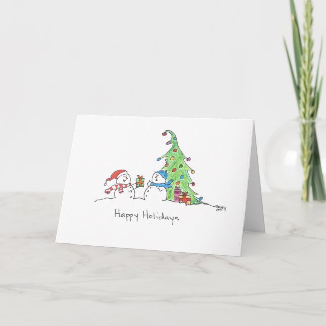 Happy Holidays Snowman Card (Front)
