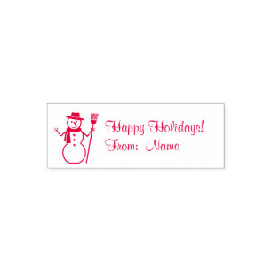 Happy Holidays Snowman Chrismas Tips Gifts Cards Self-inking Stamp