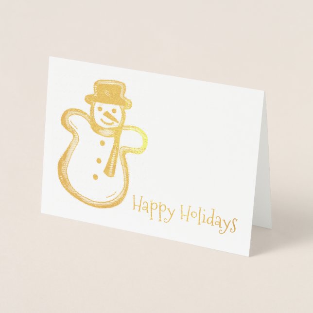 Happy Holidays Snowman Cookie Christmas Hanukkah Foil Card (Front)