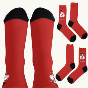 Happy Holidays Snowman Couple Socks