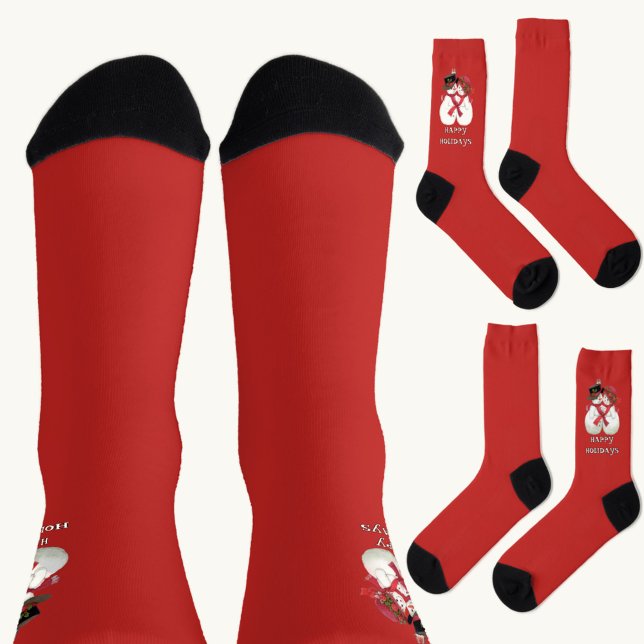 Happy Holidays Snowman Couple Socks (Creator Uploaded)
