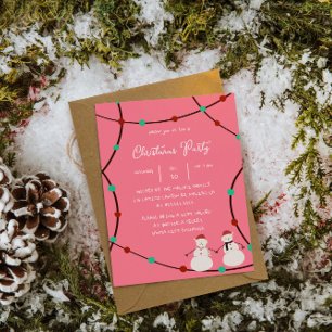 Happy Holidays – Snowman Duo & String Lights Invitation