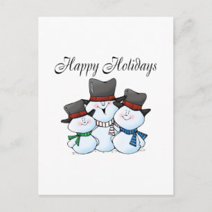 Happy Holidays Snowman Family Holiday Postcard