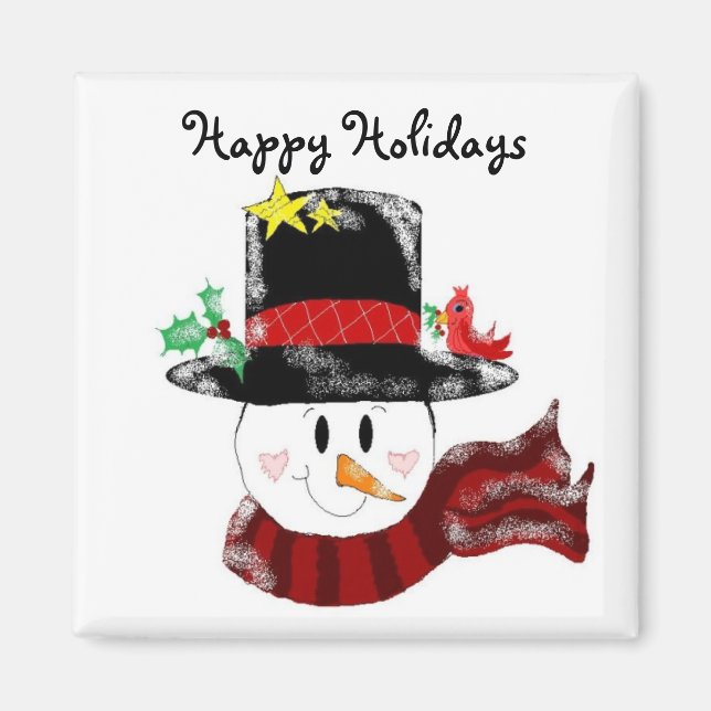 Happy Holidays Snowman Magnet (Front)