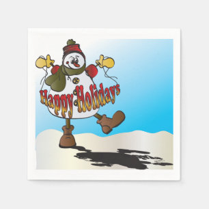 Happy Holidays Snowman Napkin