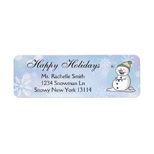 Happy Holidays Snowman Return Address Label