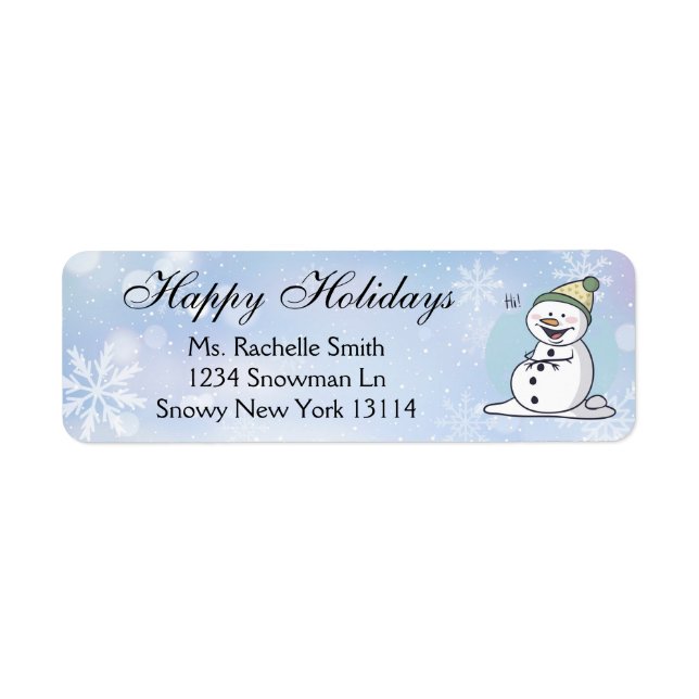 Happy Holidays Snowman Return Address Label (Front)