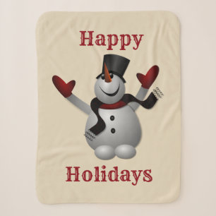 Happy Holidays Snowman Sherpa Blanket