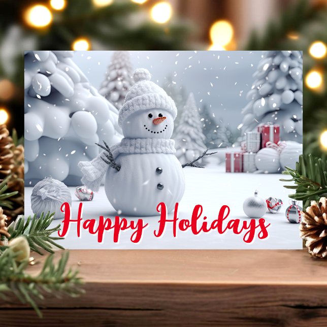 Happy Holidays Snowman Winter Scene Holiday Card (Creator Uploaded)