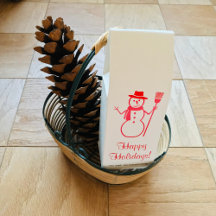 Happy Holidays Snowman Xmas Red Roasted Coffee