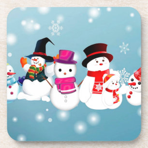 Happy Holidays Snowmen Coaster