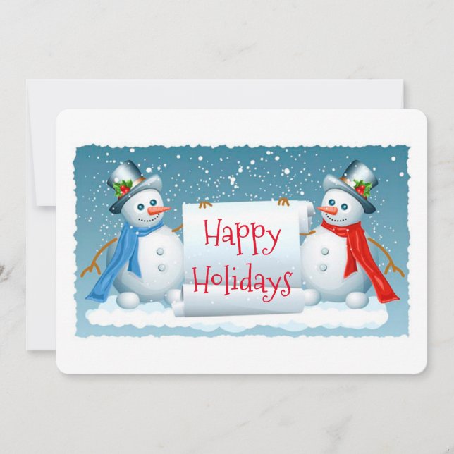 Happy Holidays Snowmen Holiday Card (Front)