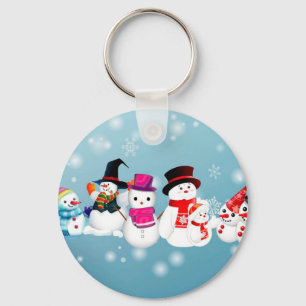 Happy Holidays Snowmen Key Ring