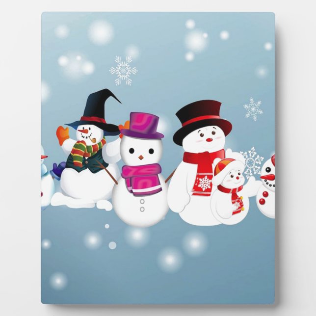 Happy Holidays Snowmen Plaque (Front)