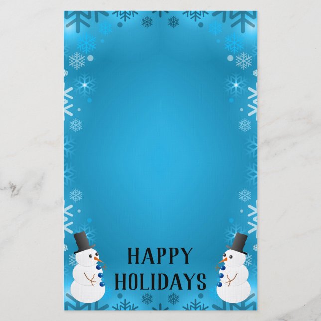 Happy Holidays Snowmen Stationery (Front)
