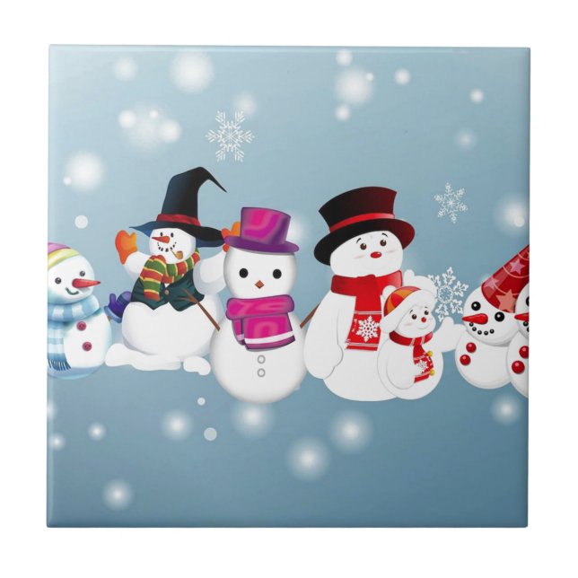 Happy Holidays Snowmen Tile (Front)