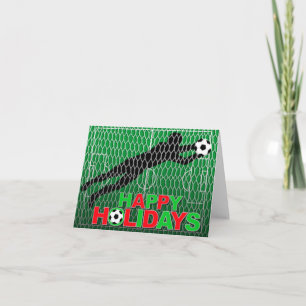 Happy Holidays Soccer Field Goal Holiday Card